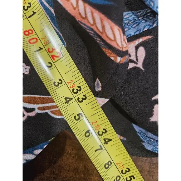 LOFT Womens 0 2 Petite Peacock Snow Bird Print Long Sleeve Dress Crew Neck - Picture 9 of 9